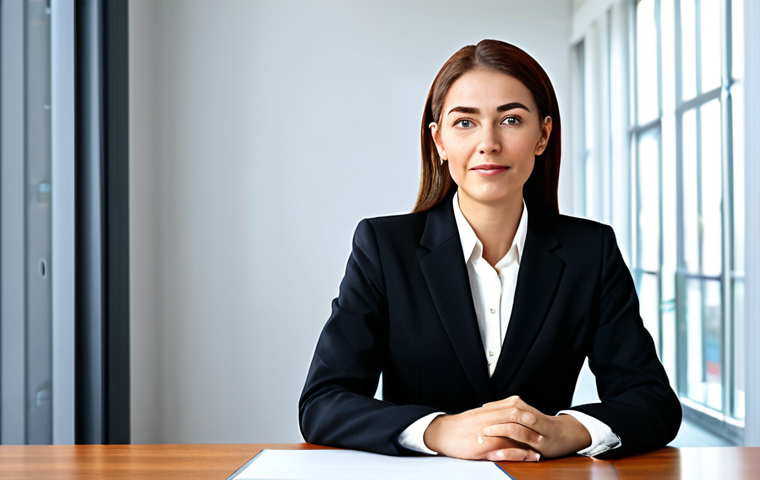 **

A professional businesswoman in a modest business suit, sitting at a desk in a modern office. Fully clothed, appropriate attire, safe for work. Perfect anatomy, natural proportions, professional photography, high quality.

**